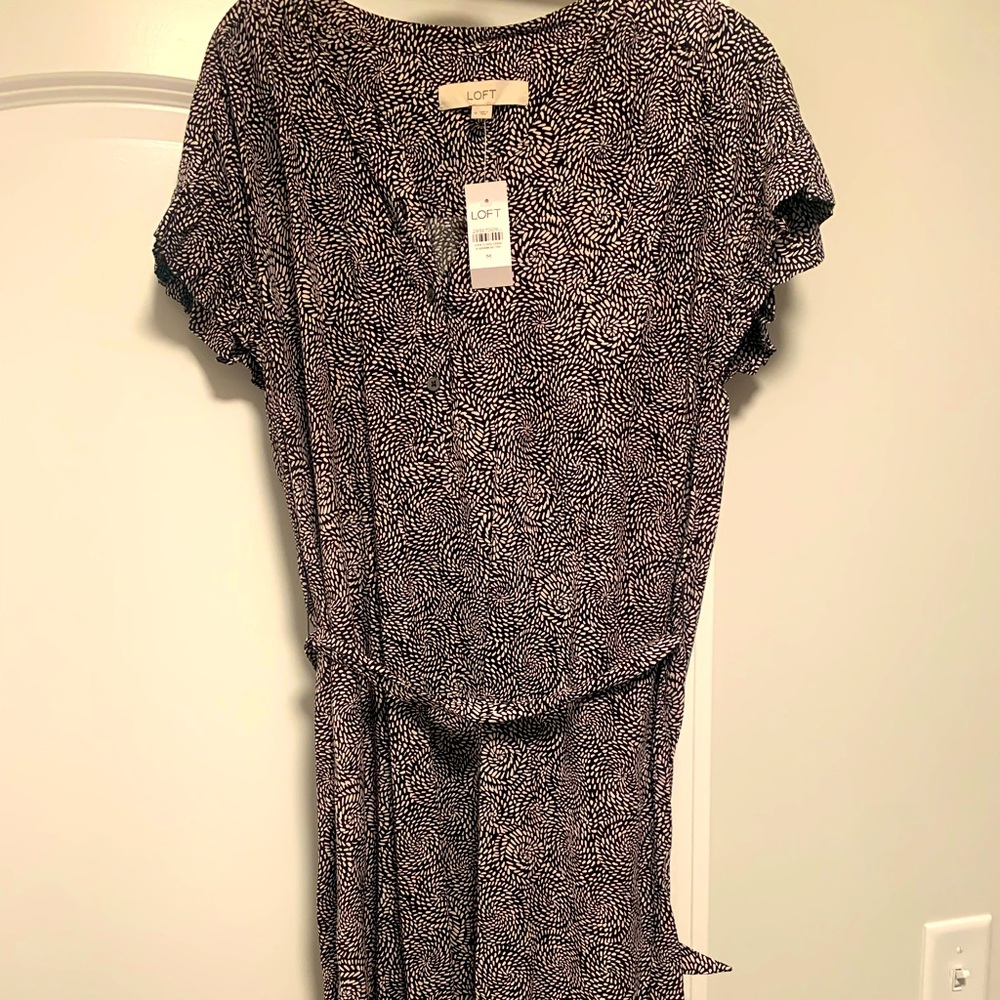 NWT LOFT black and white midi dress